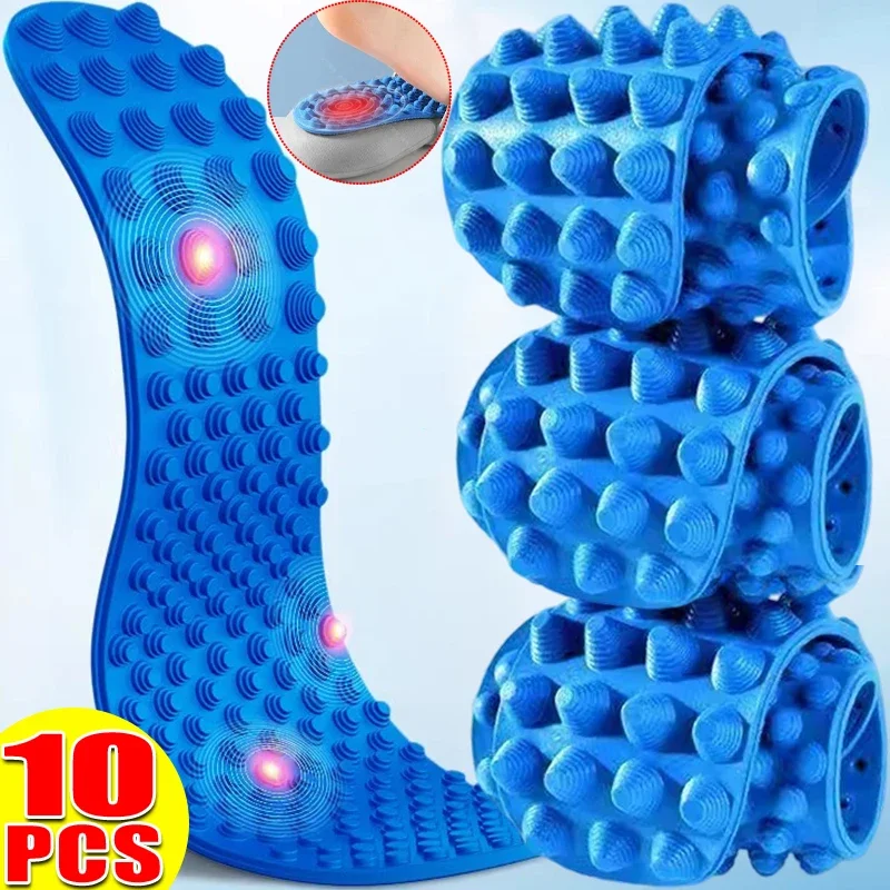 10pcs PU Finger Pressure Board Massage Insole Relieve Foot Fatigue Shoes Insoles Men Woman Soft Sports Shoes Pads Accessories