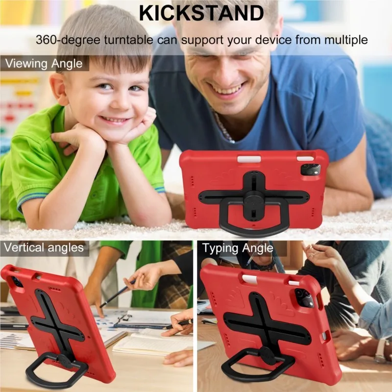 PC+EVA Shockproof Child Tablet Case with Stand Hand Strap Pencil Holder for iPad Mini 6/7 8.3 Pro 11inch 2018-2025 Air 11 M2/M3