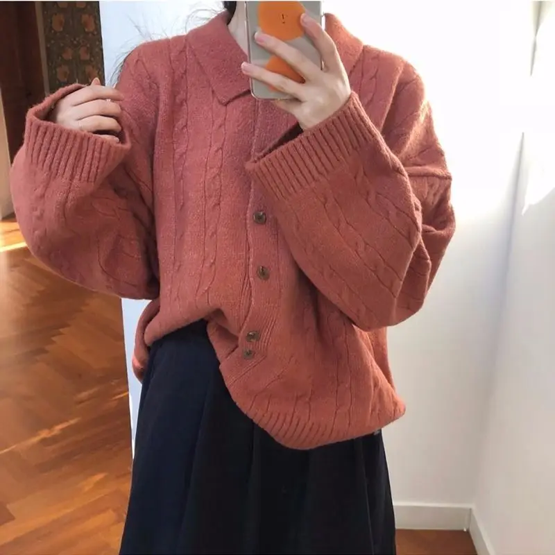 

2023 Autumn and Winter Vintage Japanese Style Lazy and Gentle Style Wear Knitted Sweaters