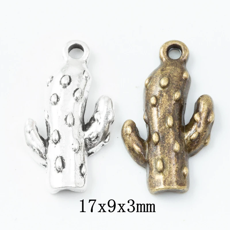 100pcs 17*9MM ZAKKA Grocery Creative Retro Beach Elements Cactus Handmade DIY, Bronze Popular Necklace Jewelry Pendant