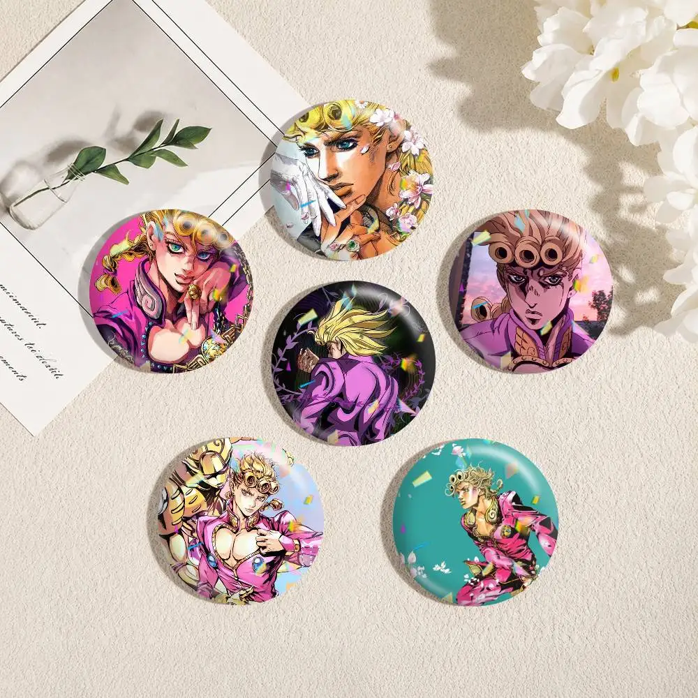 Anime J-JoJos Giorno Giovanna 25 32 44 58 75mm Badges Personalized Round Brooches Pins Accessory Gift