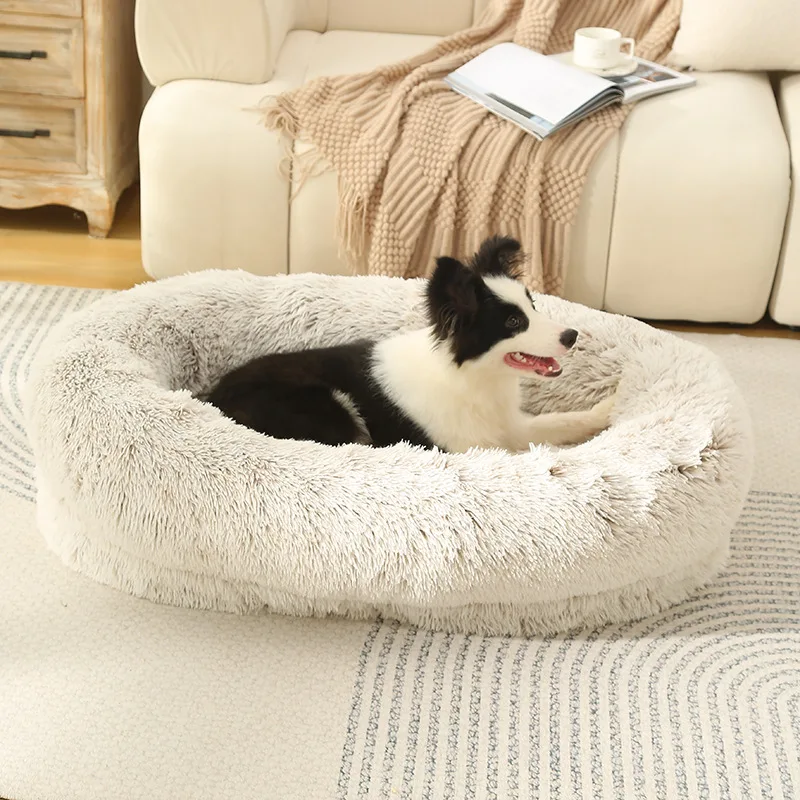 Large Plush Ring Dog Bed Cat Puppy House Sleeping Mats On The Floor Sofa Cat Bed Dog Kennel Mattress Pad Pet Cushion Supplies