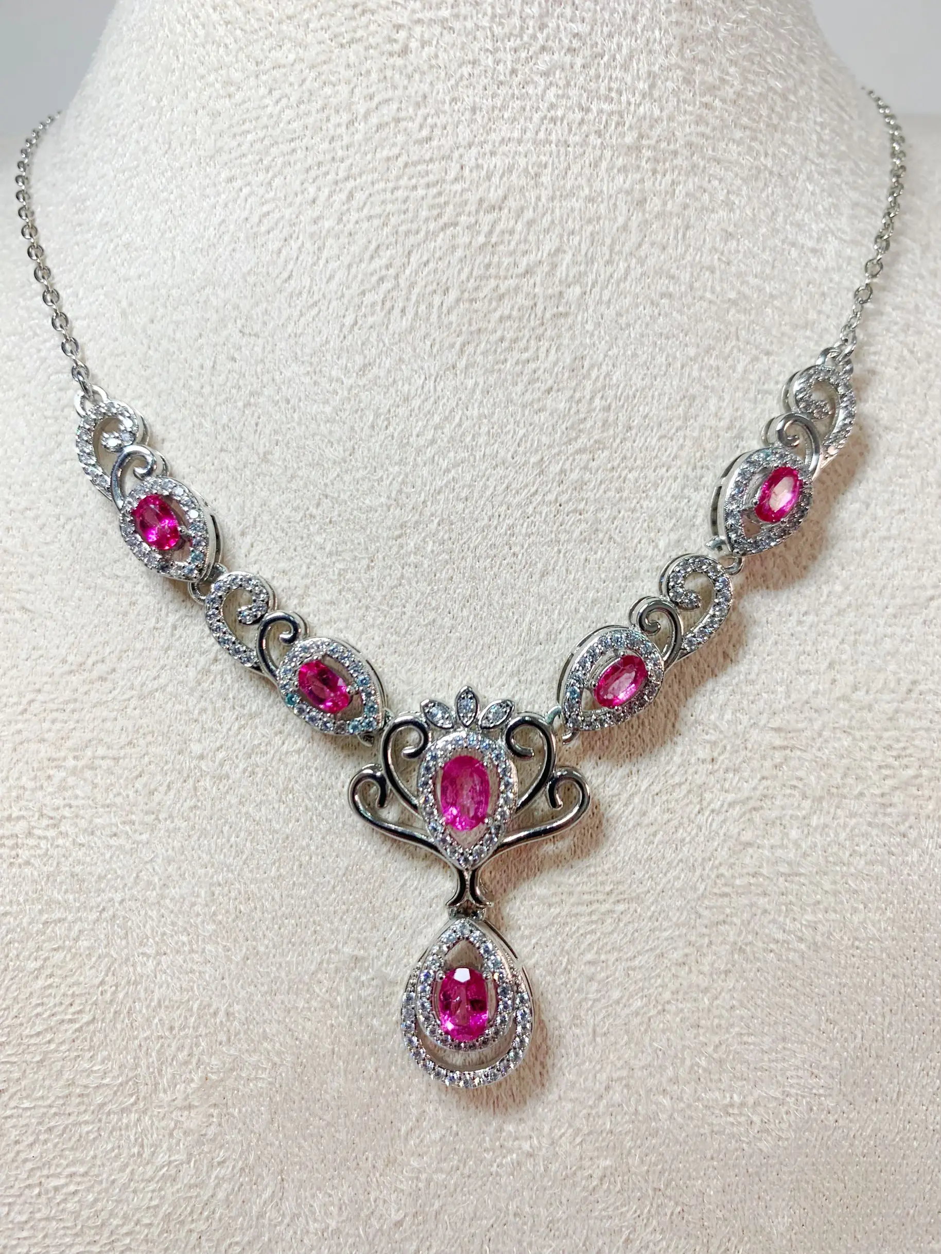 ZECAA Pink Topaz 925 Jewelry Pink Topaz Necklace Pendant With Natural Pink Topaz Stone 4*6mm S925 Pink Topaz Necklace Pendant