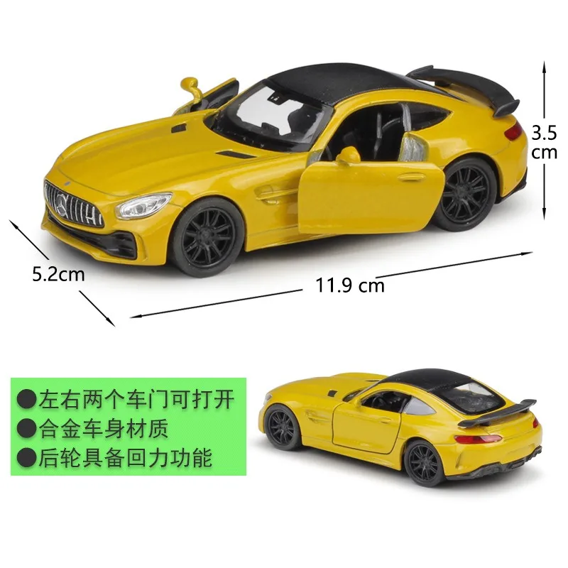 WELLY 1：36 Benz Mercedes-AMG GT R Car Model Diecast Simulated Alloy Toys Pullback Car Model Collect Decoration Boy Birthday Gift