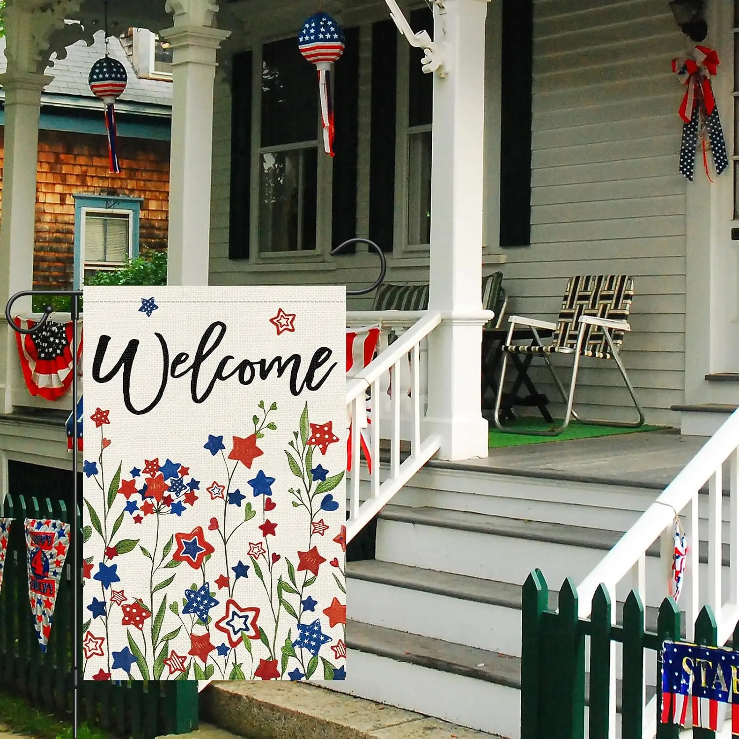 Louise Maelys 4 of July Garden Flag Independence Day Five-pointed Star Us America 12x18 Inch Double Sided Stars and Stripes  xxl