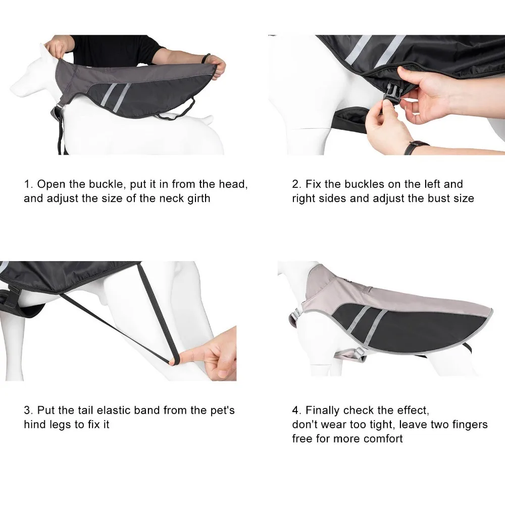 Waterproof Fabric Dog Waterproof Raincoat Reflective Strip Adjustable Strap Dog Windbreaker Lightweight Build Slim Vest Cut