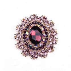 Classic Retro Stained Glass Large Brooch Imitation Crystal Luxury Emblem Men's And Women's Suit Dress Clothing Accessories Pin