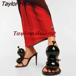 Balloon Decorated Sandals 2023 New Retro Red Round Toe High Heel Sandals Casual Fashion Party Spring Plus Size Women'S Shoes