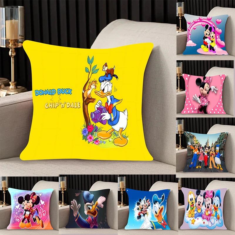 home decor Pillow Cover Donald Duck Minnie Mickey iving bedroomo office car 45x45 Dakimakura Throw Pillows Square Pillowcase