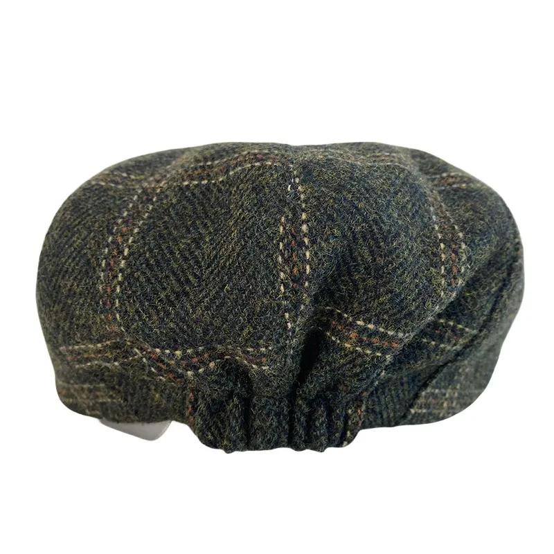 New Wool Plaid Newsboy Caps Autumn Winter Fashion Men Women British Painters Hats Berets Woolen Hats Casual  Hats for Men