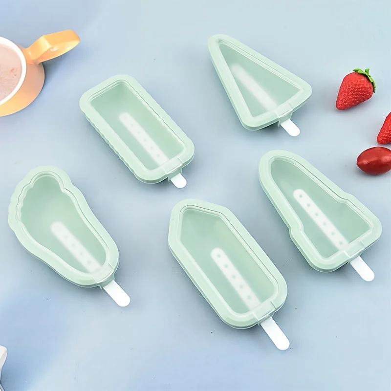 

5pcs/set, Popsicle Mold, Creative Popsicle Mold, Cartoon Popsicle Mold, Ice Cream Mold, Ice Cube Box, Household Popsicle Mold,