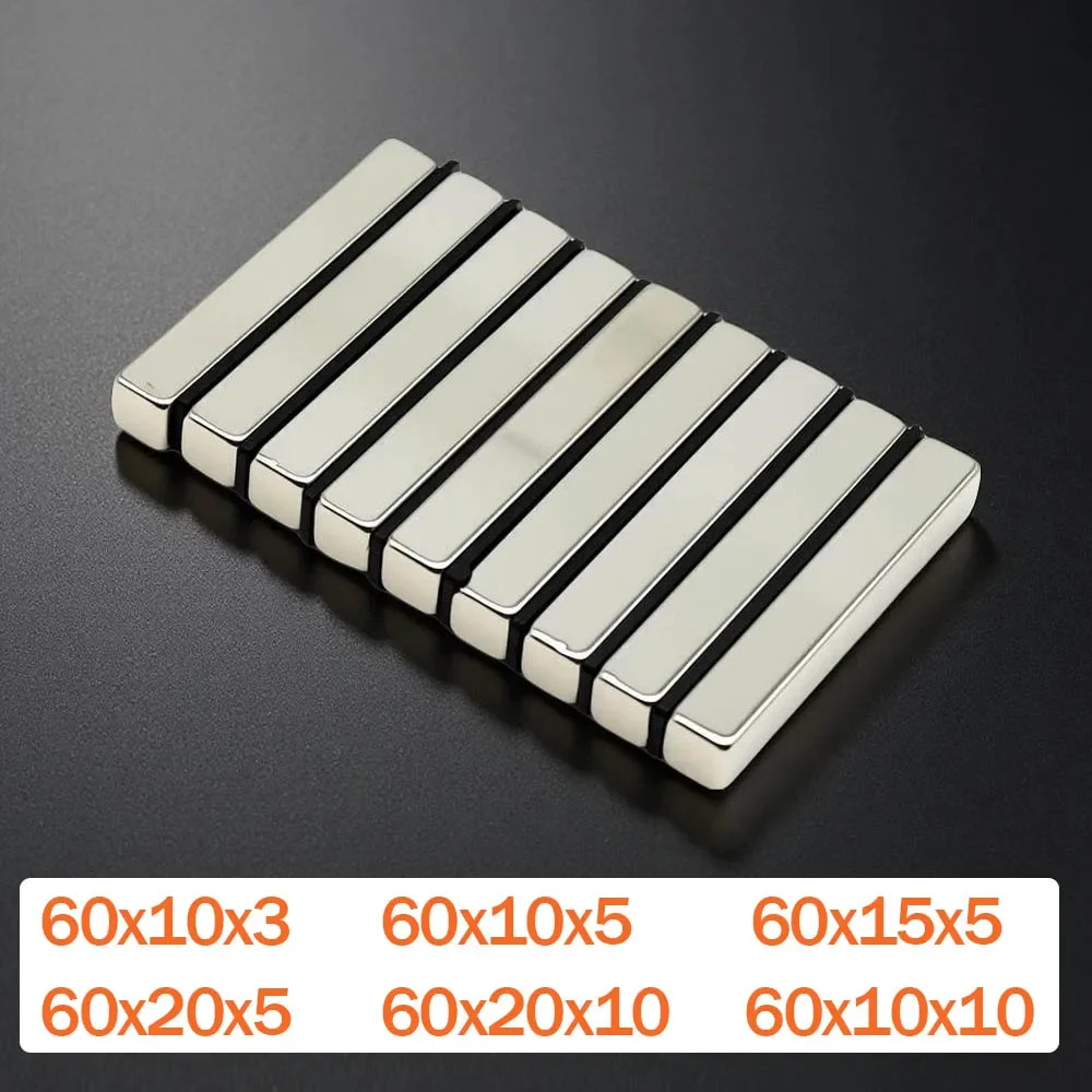 Super Strong Magnet N35 Block Magnetic NdFeB Neodymium Magnet Powerful imanes Refrigerator Magnets 60x10x3 60x10x5 60x20x10mm