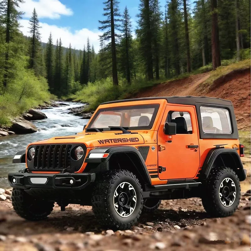 

Масштабная модель внедорожника Jeep Wrangler Rubicon 1:24, литая металлическая машинка, имитация внедорожника со звуком и светом, игрушка для детей, подарок