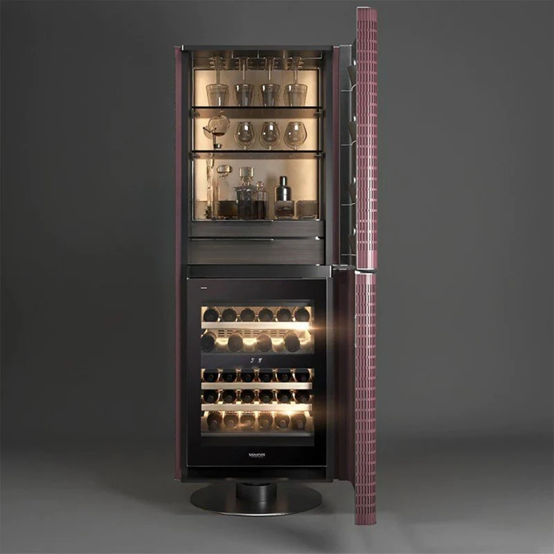 Italiaanse lichte luxe verticale wijnkast woonkamer eetkamer opbergvitrinekast