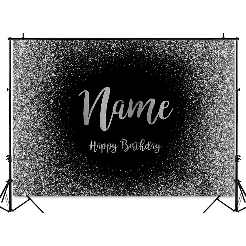 Black Birthday Backdrop Sliver Glitter Dots Background for photo studio Happy Birthday Theme Party Decor Boy Birthday Customize