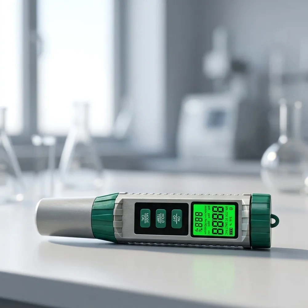 X101 Water Testing Device 10-in-1 Digital pH Conductivity Salinity ORP Hardness Meter for Drinking Water Assessment