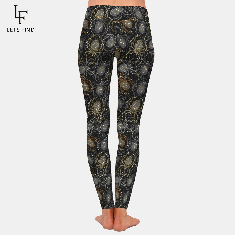 LETSFIND-Pantalon de fitness taille haute pour femme, legging moulant sexy, imprimé araignées métalliques gothiques 3D, haute qualité, mode