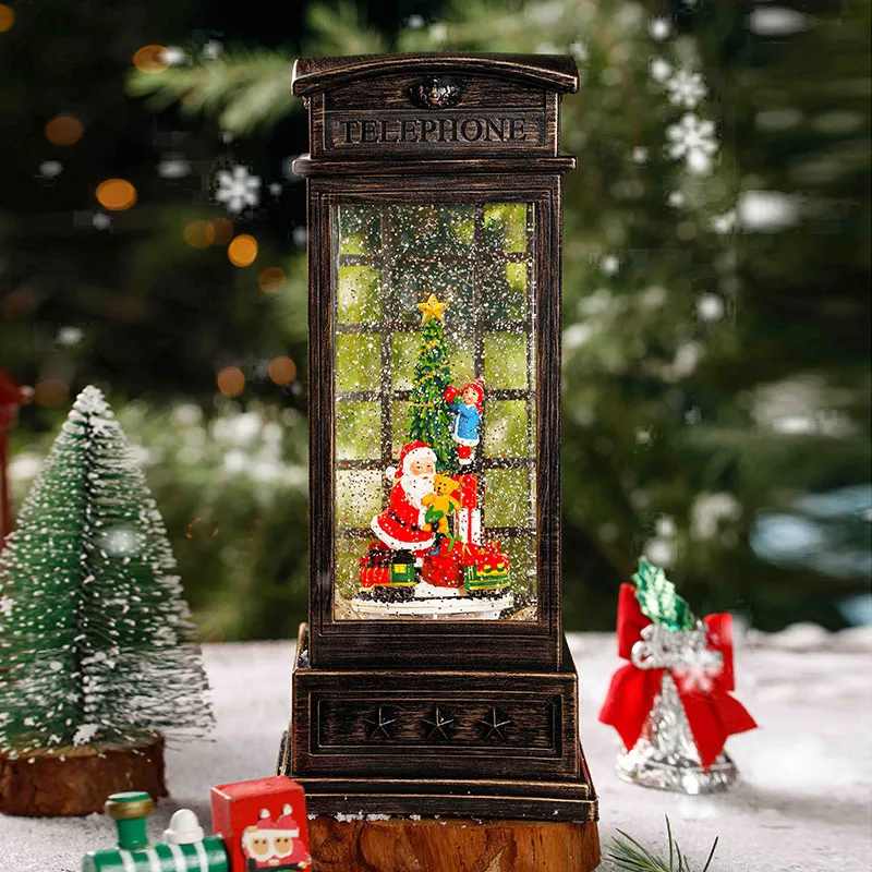 Christmas Carousel Old Man Tree Phone Booth Music Box Crystal Ball Octave Box Drifting Snow Children's Birthday New Year Gift