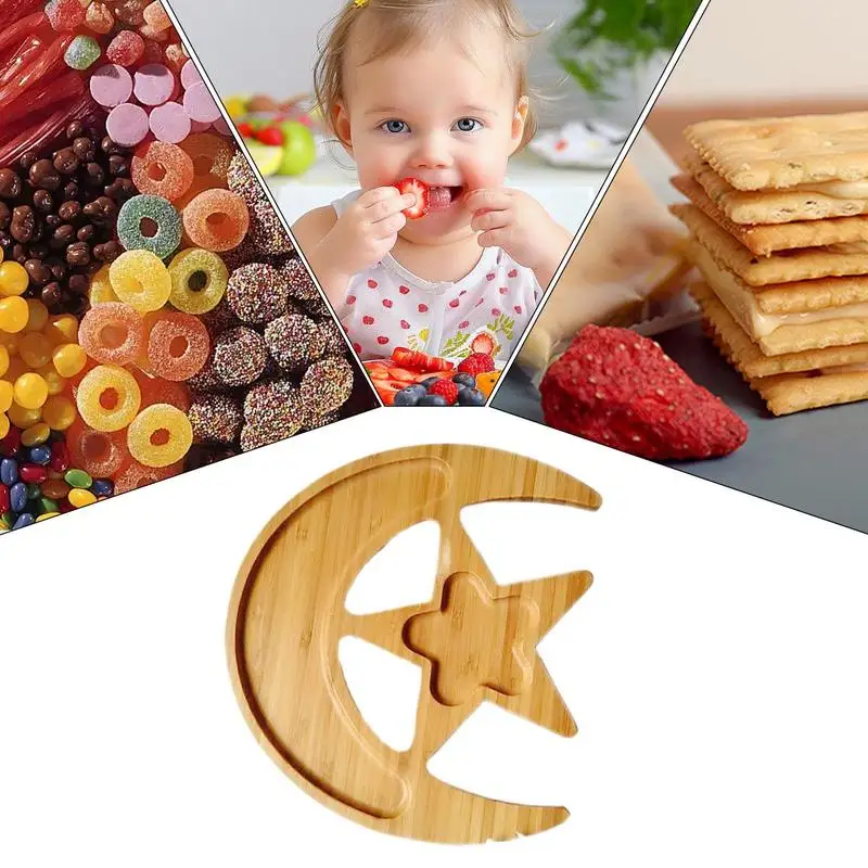 목재 서빙 트레이 Eid 장식 트레이, 서빙 플래터, 식품 보관 용기, 나무 달 별 디스플레이, 거치대 Eid