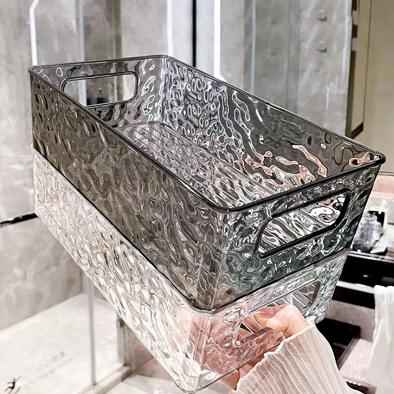 Cosmetics Classification Storage Basket, Acrylic Glacier Pattern Stackable Storage Box, Bathroom Shelf