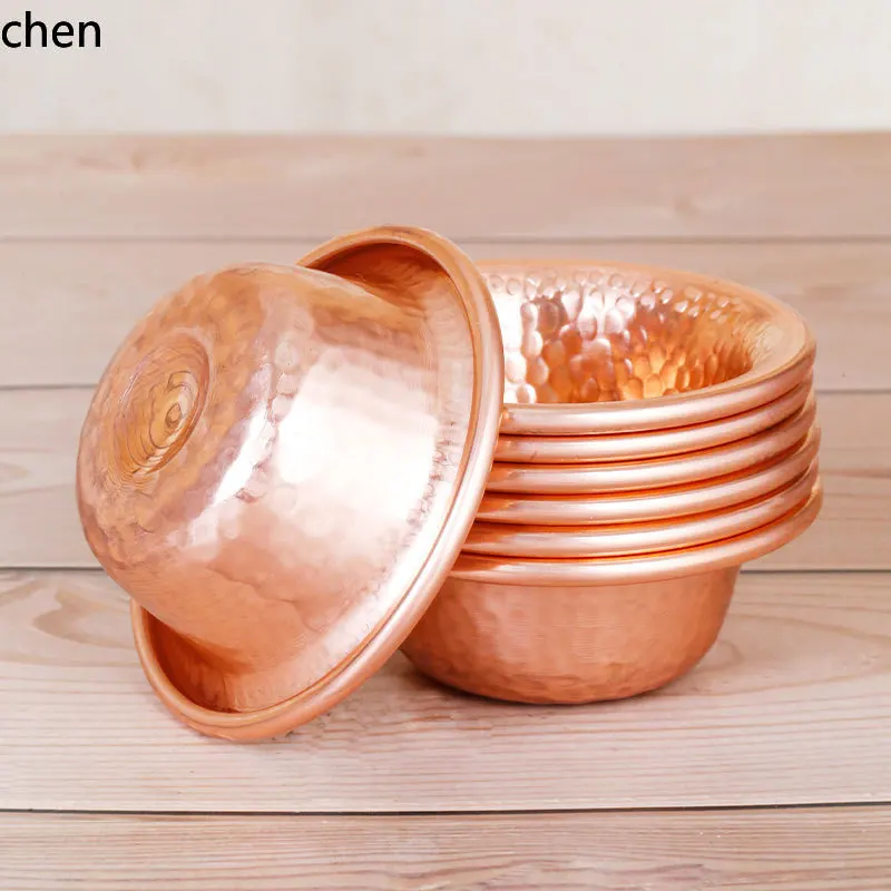 Cz copper hand-stamped embossed water offering bowl, carved buddhist supplies for offering water to buddha, holy water cup