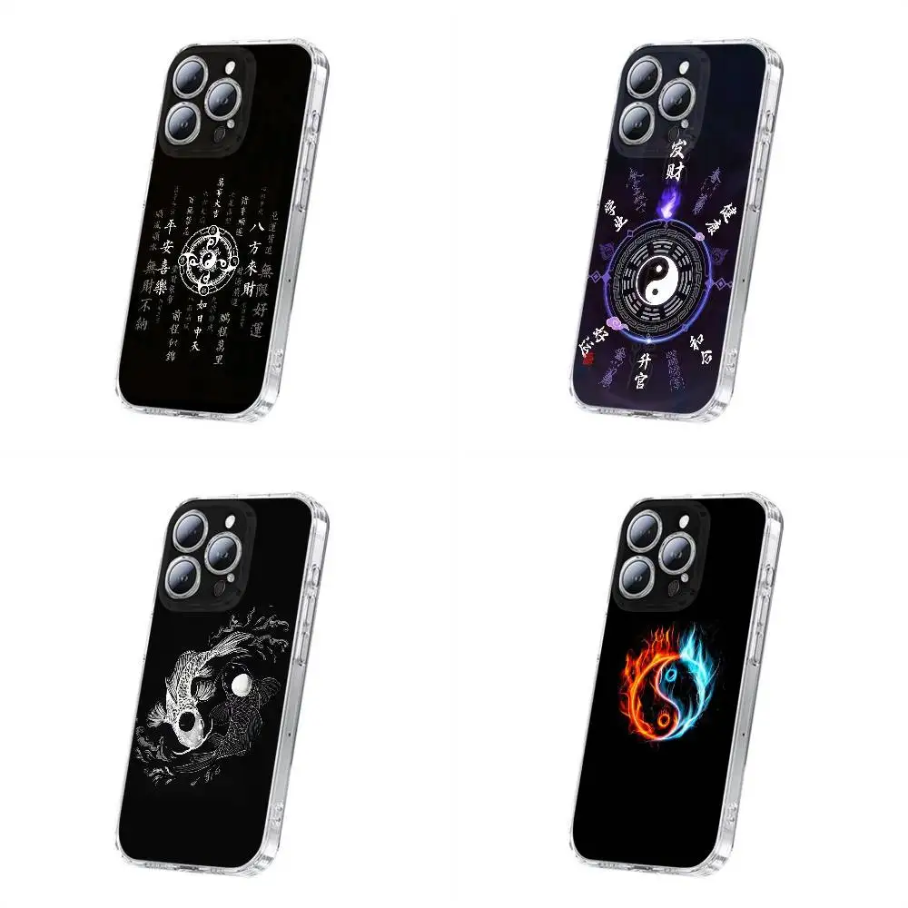 

Phone Case For iPhone 17,16,15,14,13,12,11 Plus,Pro,Max,Plus,E,SE4,Mini Koi Fish Yin Yang Bagua Array Transparent Cover