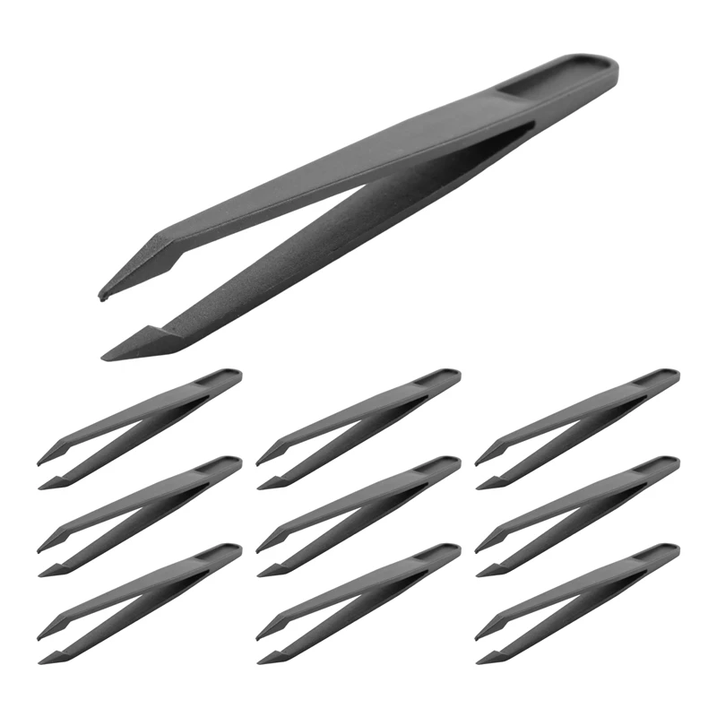 Preto plástico ponta pinça, Anti ponta estática, 12cm comprimento, 10 pcs