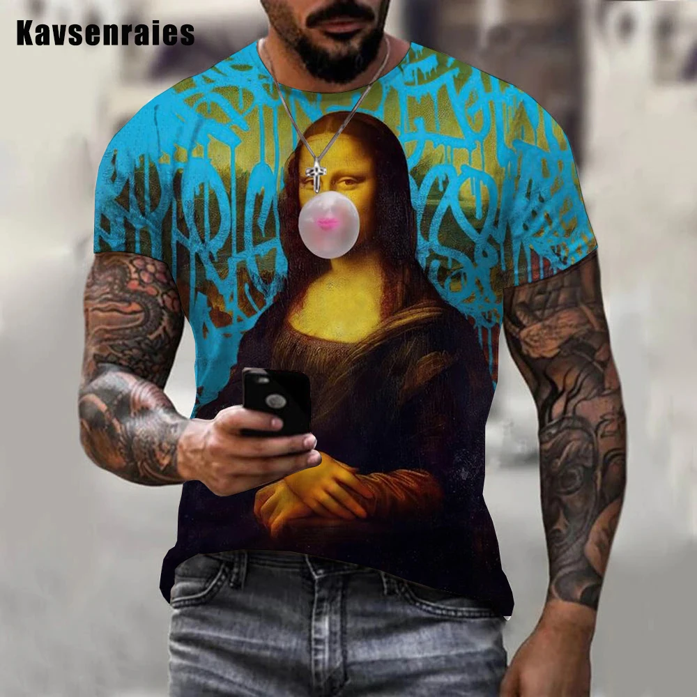 3D Men T-shirt Mona Lisa Printed T-shirt Unisex Men Women Casual Fashion Hip Hop Streetwear Oversized T-shirt Tops