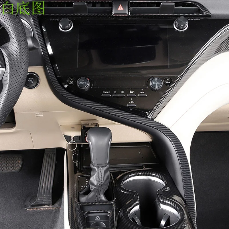 

For Toyota Camry XV70 2018 2019 2020 2021 LHD Central Console Strip Cover Trim Moulding Interior Accessories ABS Carbon Fiber