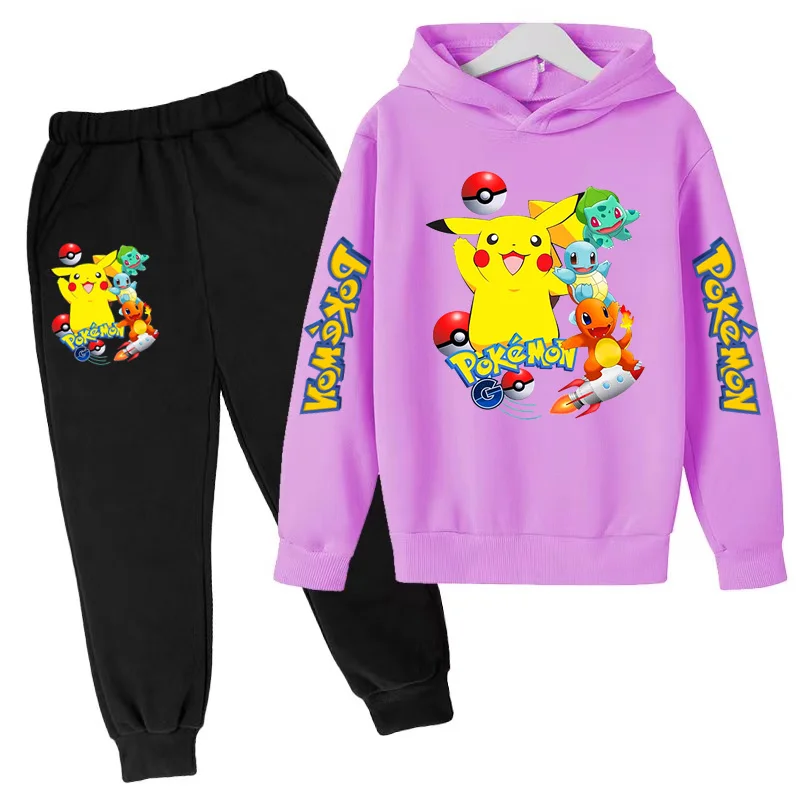 Neues Kinder-Sportoutfit-Set - Kapuzenjacke + lange Hose mit Cartoon-Mustern, lässige, lockere Passform, geeignet für Jungen und Mädchen im Alter von 3 bis 13 Jahren. – Detail 14