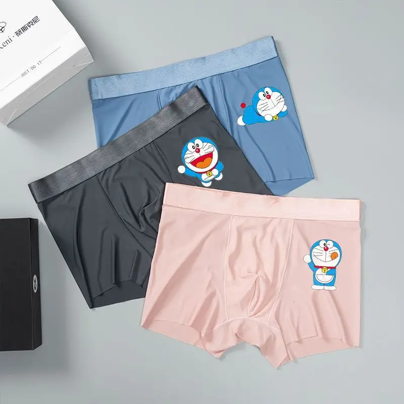 

Cute Anime Doraemon Men's Underwear Cute Cartoon Ice Silk Cotton Thin Printed Shorts Kawaii Doraemon Boys' Boxer Shorts Gift