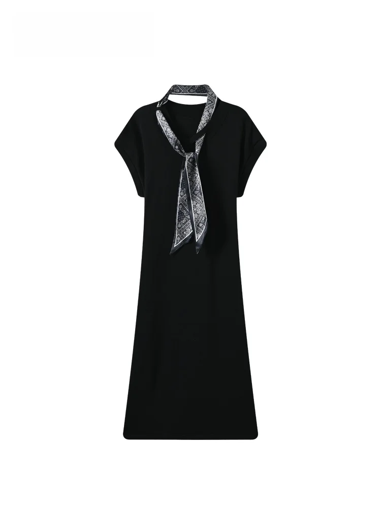 

plus Size Women's Short Sleeve Dress Casual V-Neck Korean Style Knitted Polyester Long Skirt Fashionable Summer New Arrival