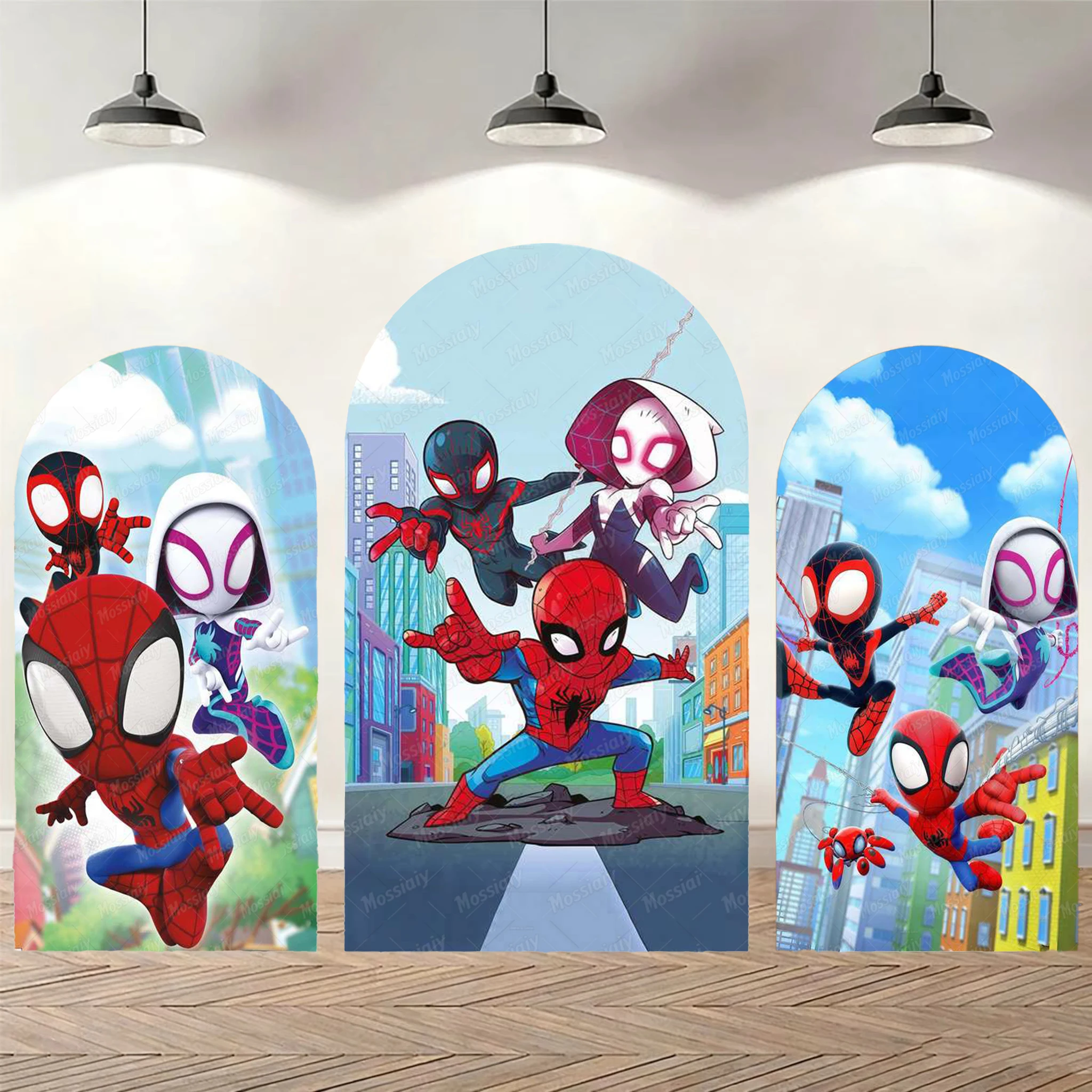 Spider-Man and Amazing Friends Arch Backdrop Cover Spider-Man Kids Boy Birthday Party Photography Background Baby Shower Decor