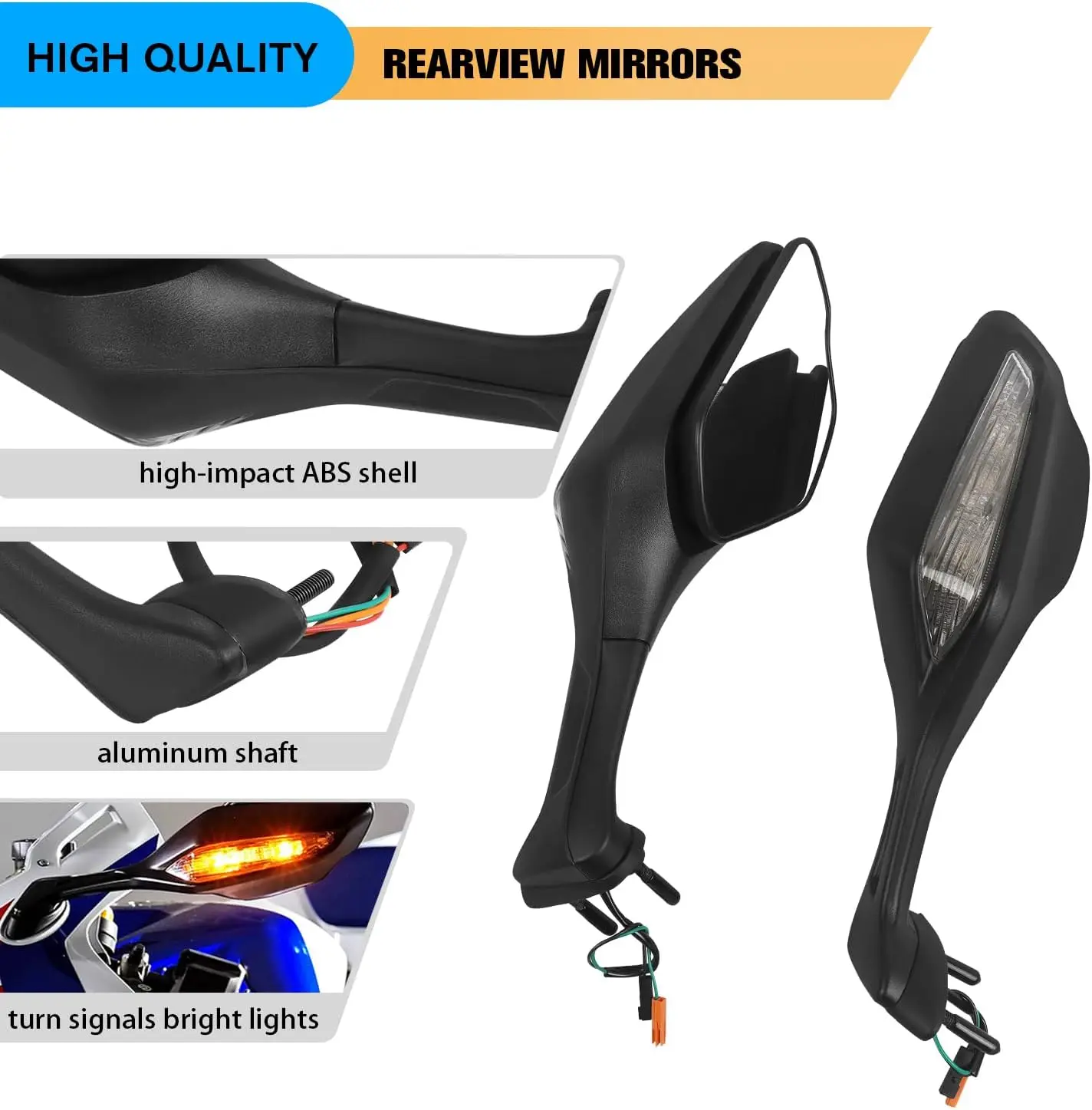 New Motorcycle Black Mirrors Turn Signal LED Modify For Honda CBR1000RR 2008-2026
