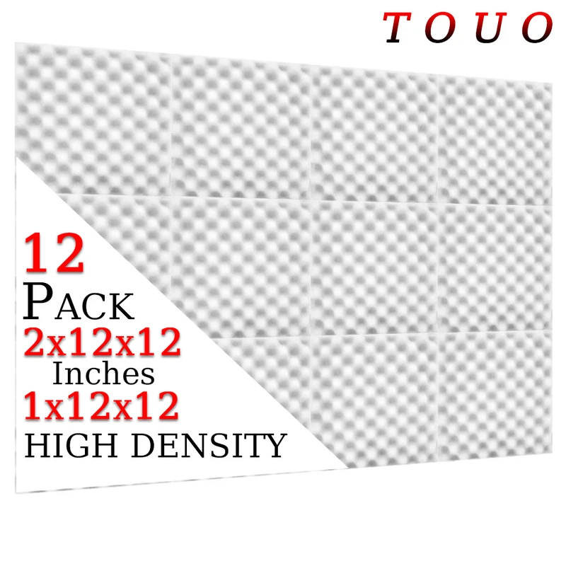 

TOUO Acoustic Foam 12 Pcs Egg Crate High-density Sponge Pad Flame-retardant sound insulation Music Studio acoustic treatment