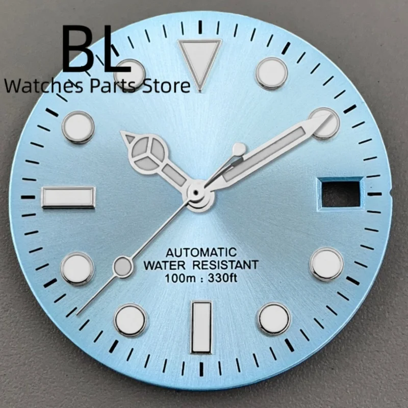 BLIGER 29mm Sunburst SUB Style Watch Dial Hand Set With Luminous Index Fit NH35NH36 Mingzhu2813Miyota8215 ETA2824PT5000 Movement