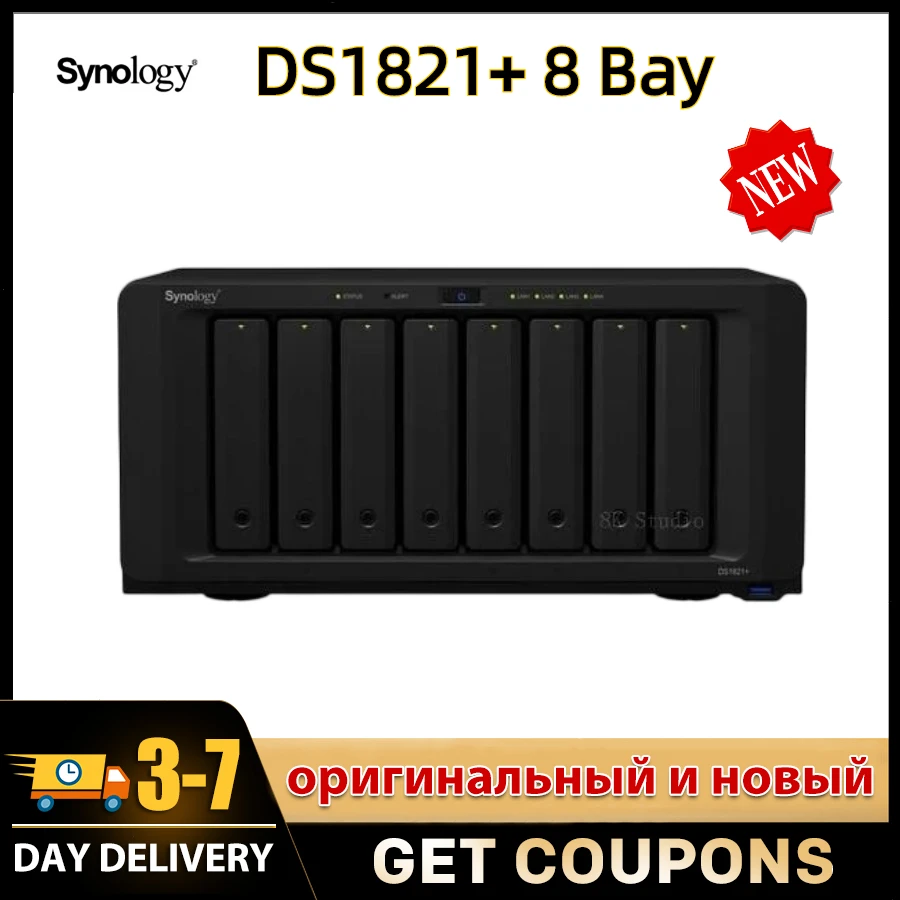 Synology DS1821+ 8 Bays NAS Cloud Network Storage Server NAS 4G Diskless Expansion Backup NAS Storage NAS Network Storage