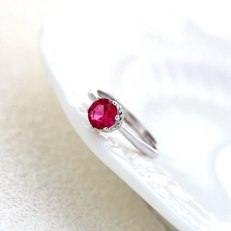 

Простые стильные кольца из стерлингового серебра 925 пробы с инкрустацией из искусственного рубина, креативное модное регулируемое кольцо с открытием, женское ювелирное изделие, подарок