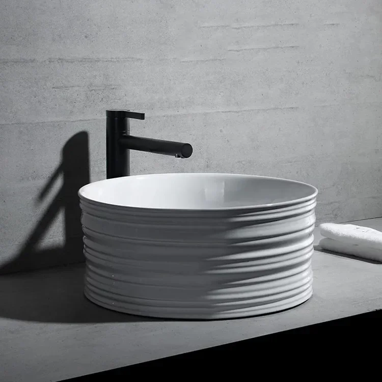 Premium New product simple European relief art stage basin round deep wash basin