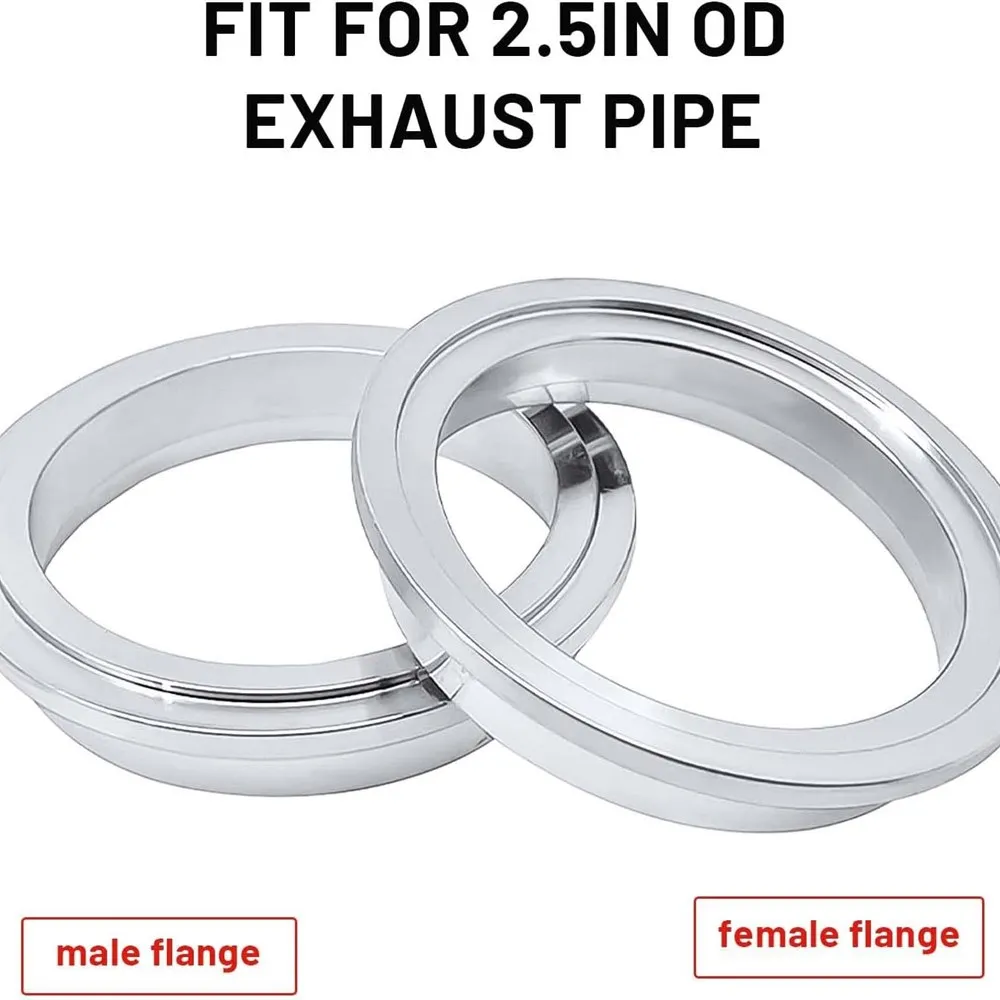 304 Stainless Steel V Band Clamp Kit Male Female Flange, Quick Release Exhaust Pipe Connector for Turbo Downpipe