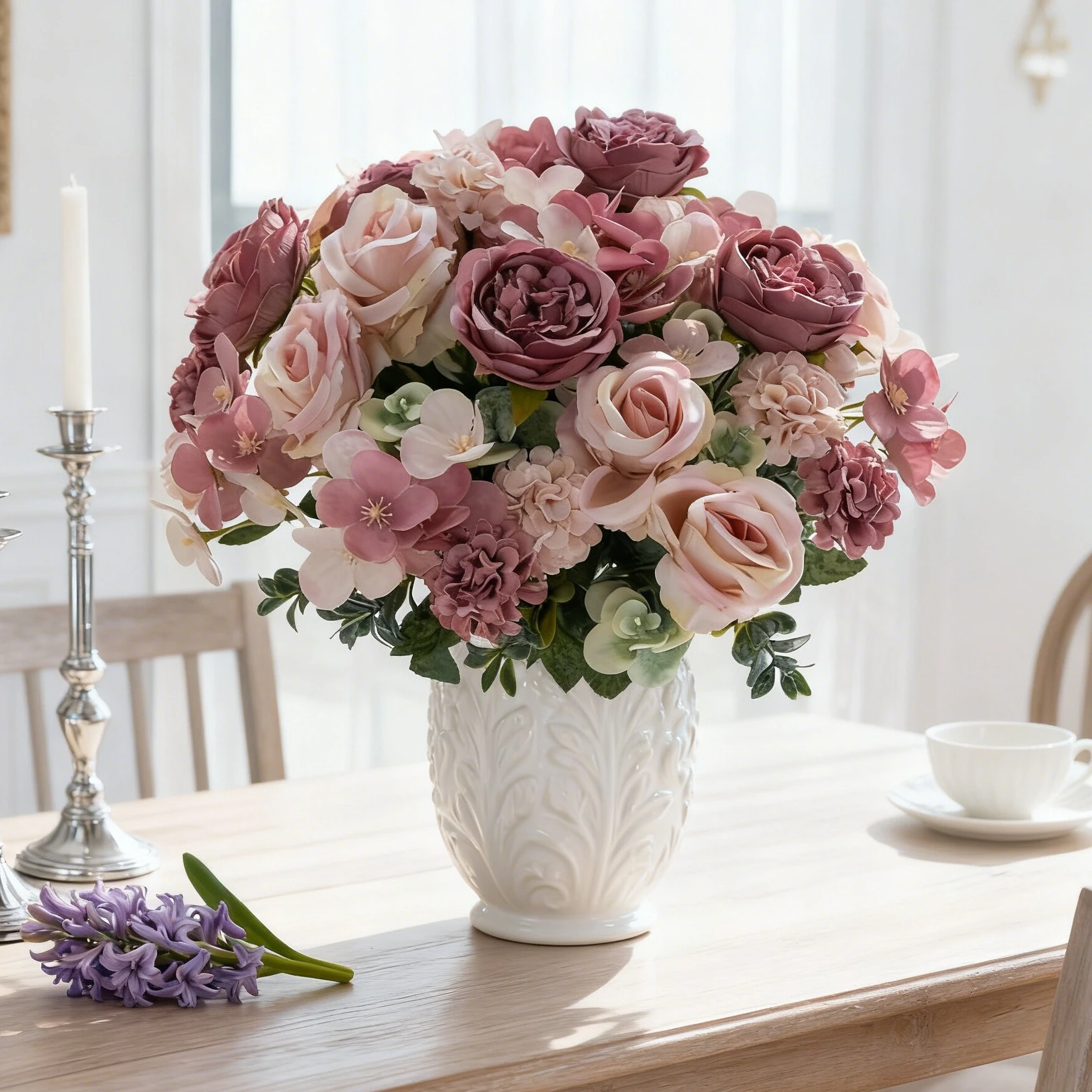

Artificial Flowers Silk Roses Peony Brial Bouquets Hydrangea Carnation Vases Home Party Wedding Room Home Decora Diy Fake Plants