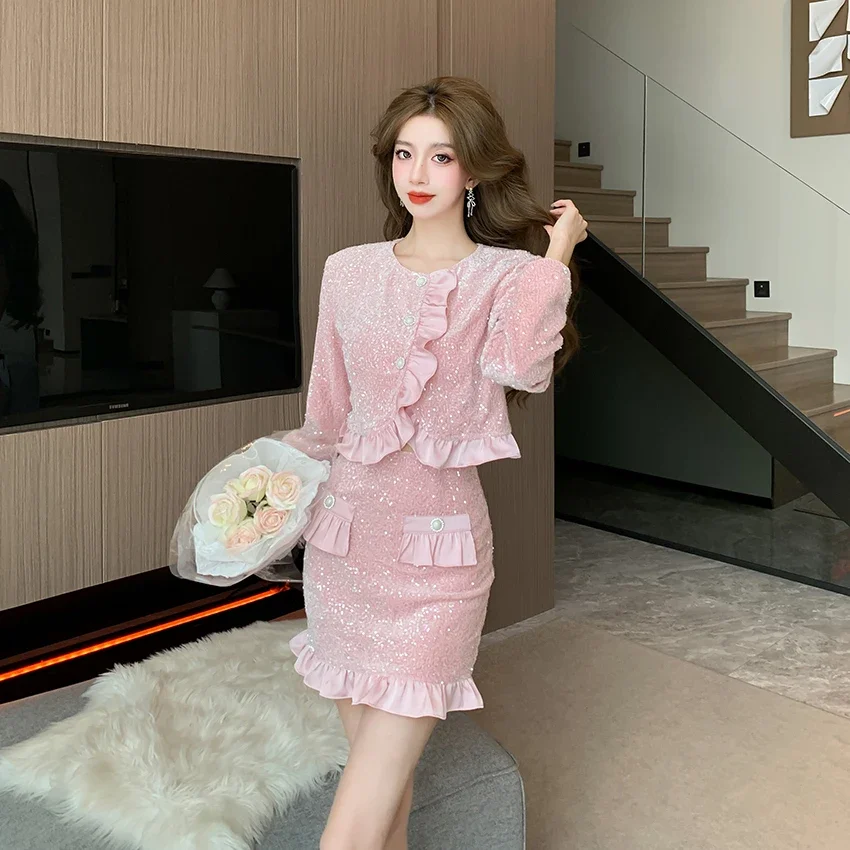 UNXX in Stock New French Elegant Luxury Set Women's Trendy Graceful Fashion Petite Two-piece Female Office Lady Clothing Sweet