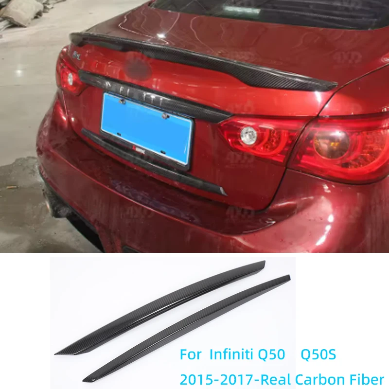 For 2015-2017 Infiniti Q50 real carbon fiber trunk tailgate trim strip rear tailgate sticker car exterior accessories