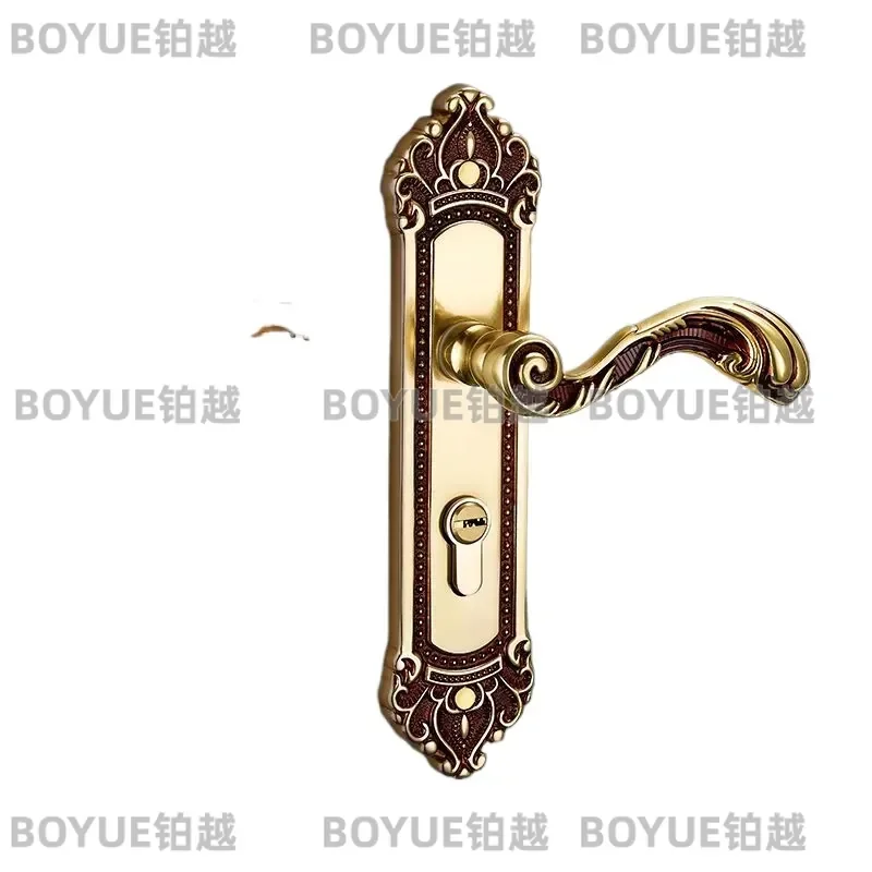 Vintage Brass Door Lock Set American Antique Style Solid Copper Handle for Interior Bedroom Villa Room Entryway Hardware