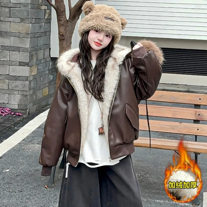 girls-leather-jacket-fleece-jacket-autumn-and-winter-2025-new-korean-wear-casual-versatile-fashion-hooded-pu-leather-jacket