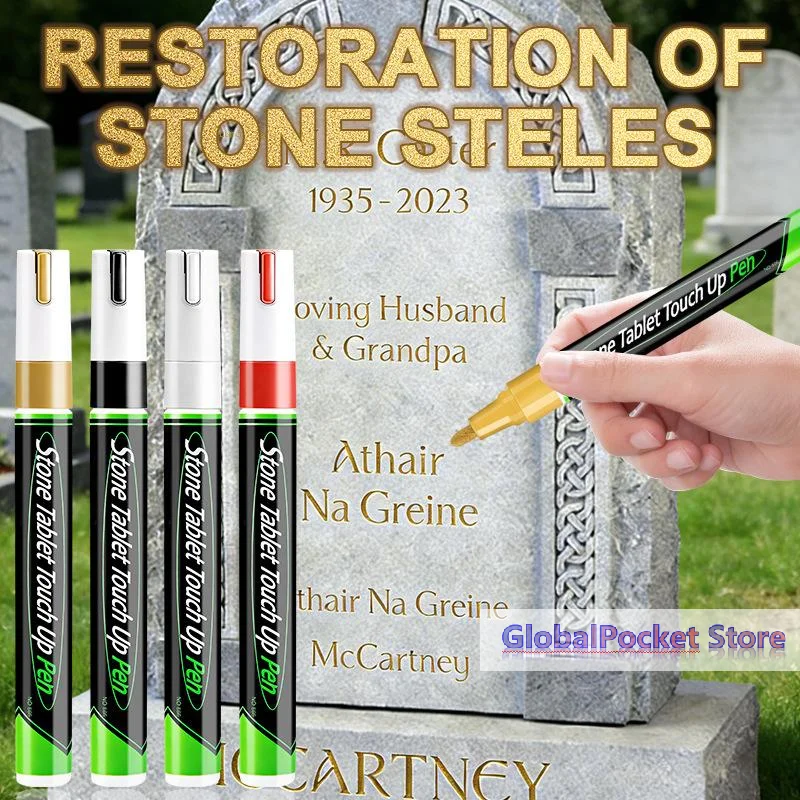 [TG823]Tombstone Marker Inscription Restoration Pen Oil Based Quick Dry Weatherproof Touch Up Paint Pen For Granite Stone