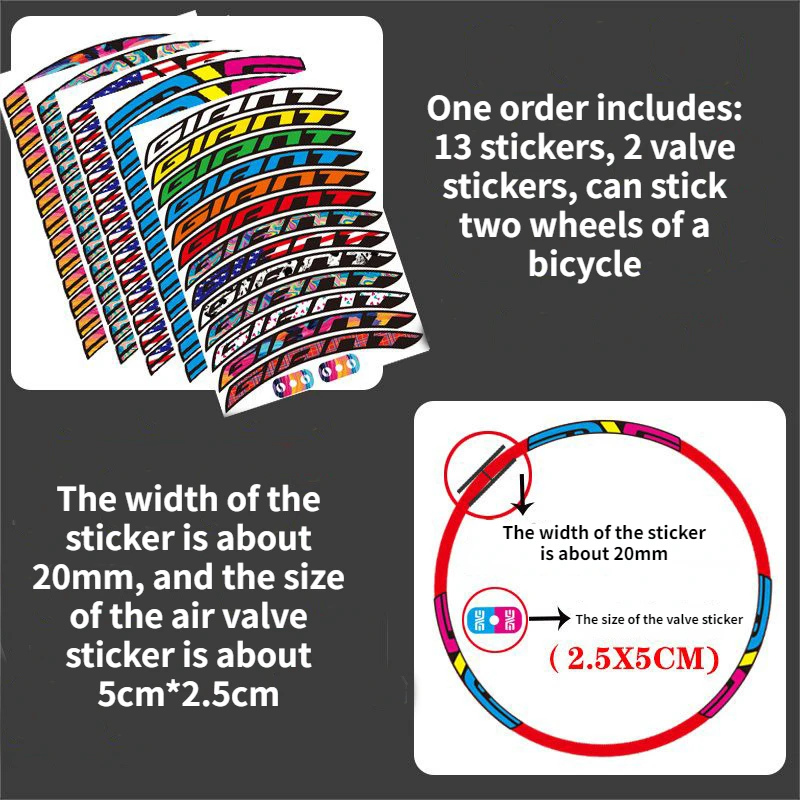 MTB Rim Stickers width 20mm Bike Wheel Set Decal Cycling Protective Film 26 27.5 29 700C Generic Bicycle Accessories Decorative