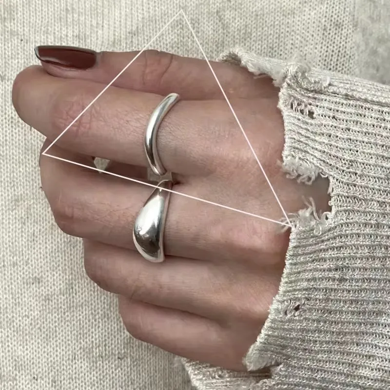 VENTFILLE Ringe aus 925er-Sterlingsilber, modisch, Hip-Hop, Vintage, für Paare, hohle Linien, Punk, Thai-Silber, Party, verstellbarer Schmuck