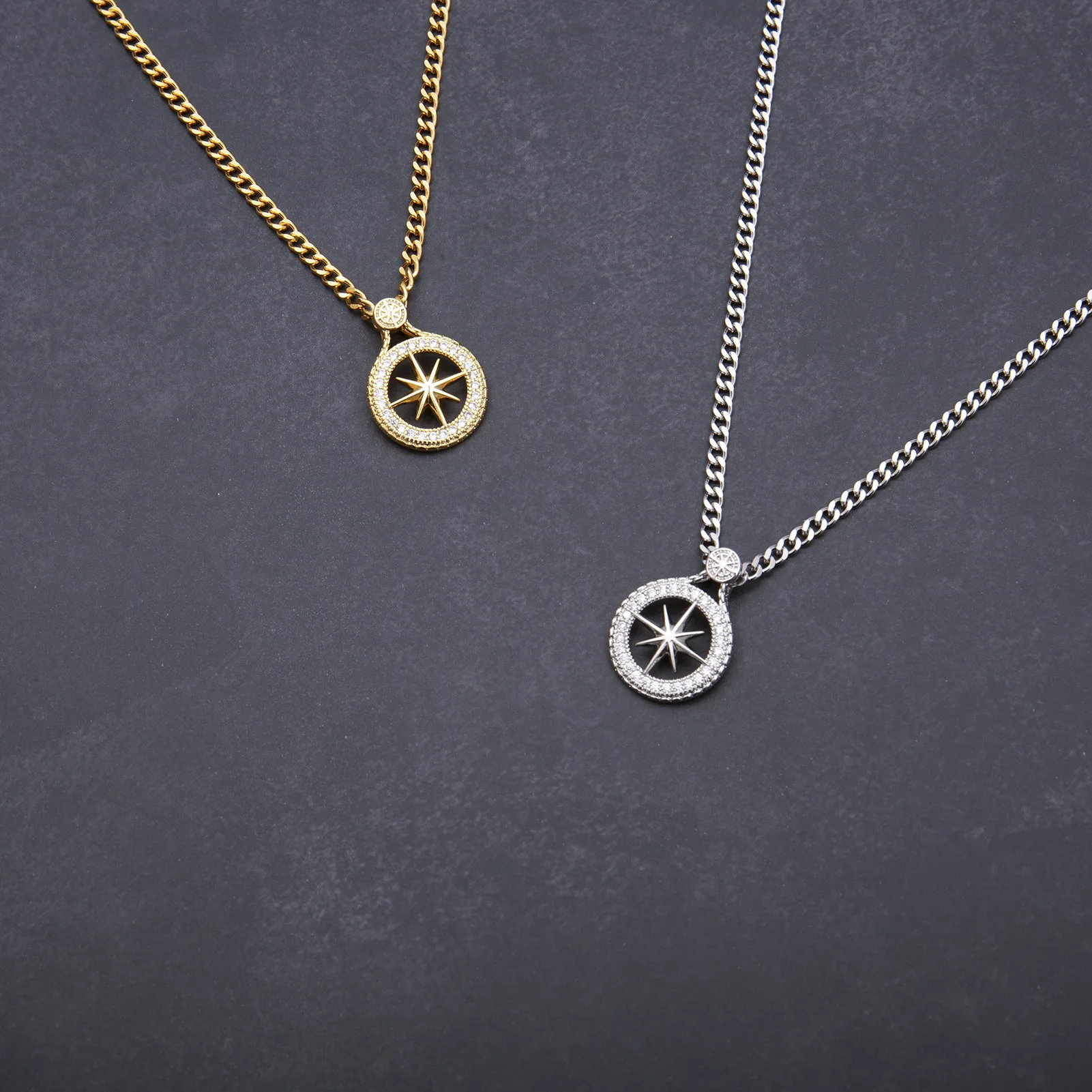 18K Gold Plated Titanium Steel Chain Compass CZ Necklaces Hiphop SKZ Jewelry STAY Pendant KPOP Merch Cubic Zirconia Necklace