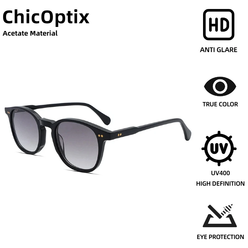 

ChicOptix Ретро круглые солнцезащитные очки для женщин и мужчин Брендовые дизайнерские ацетатные солнцезащитные очки UV400 с нейлоновыми линзами Gafas de Sol с антибликовым покрытием